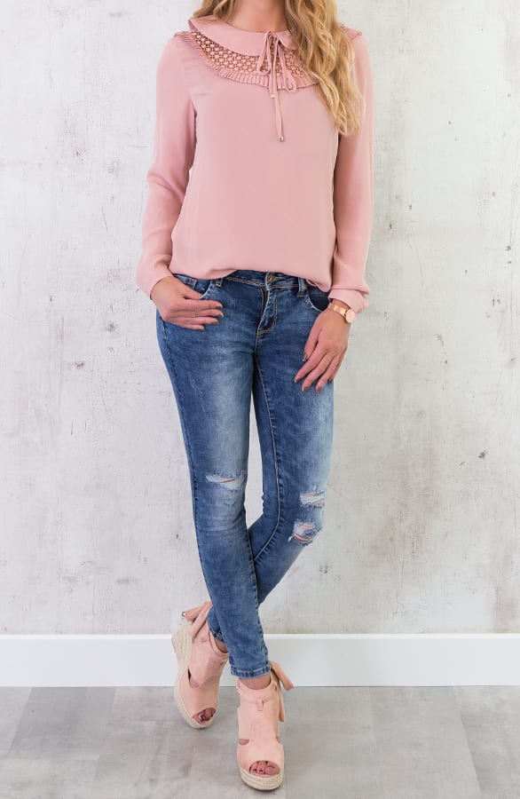 Collar Ruches Blouse Roze – shoparchief, foto 3