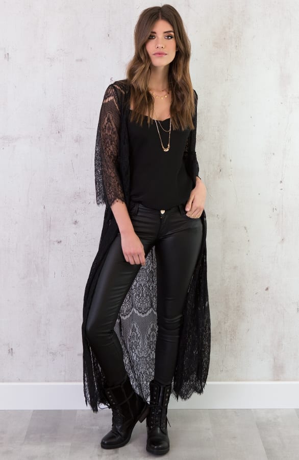 Kanten Vest Lang Zwart – shoparchief, foto 1