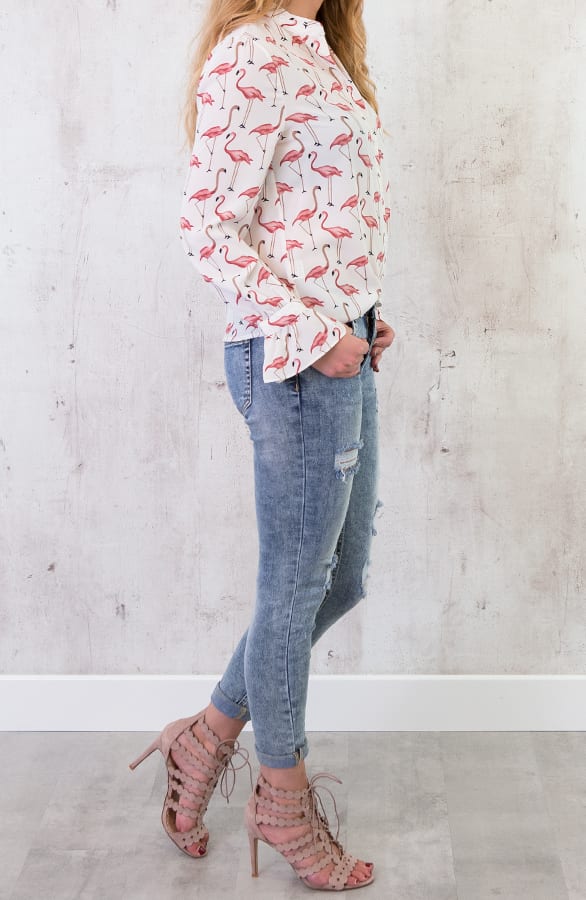 Flamingo Blouse Creme – shoparchief, foto 3