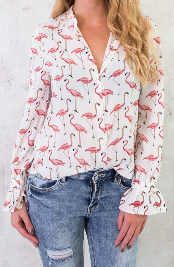 Flamingo Blouse Creme – shoparchief, foto 2