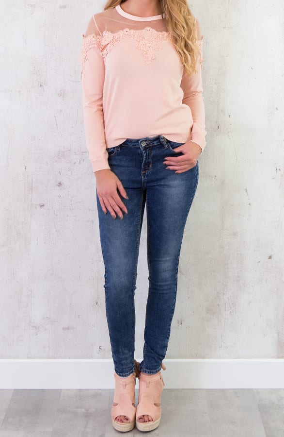 Kanten Mesh Trui Roze – shoparchief, foto 3