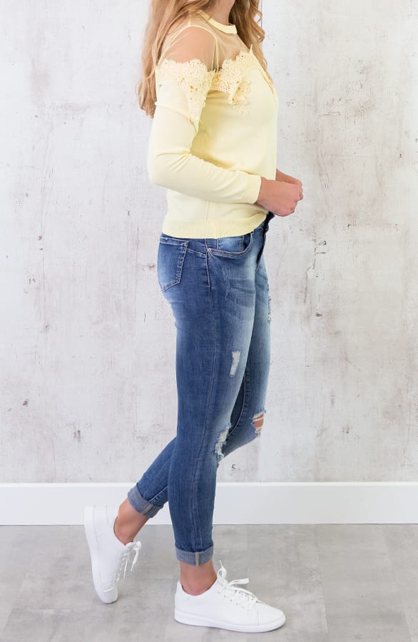Kanten Mesh Trui Geel – shoparchief, foto 4