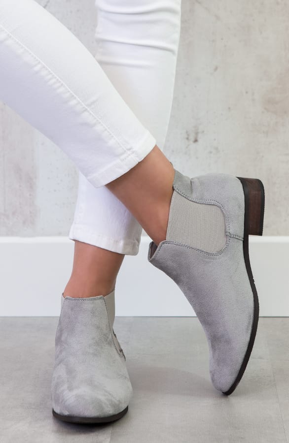 Suede Stretch Booties Grijs – shoparchief, foto 3