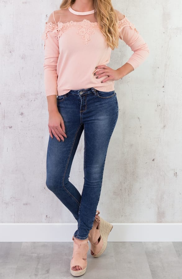Kanten Mesh Trui Roze – shoparchief, foto 5