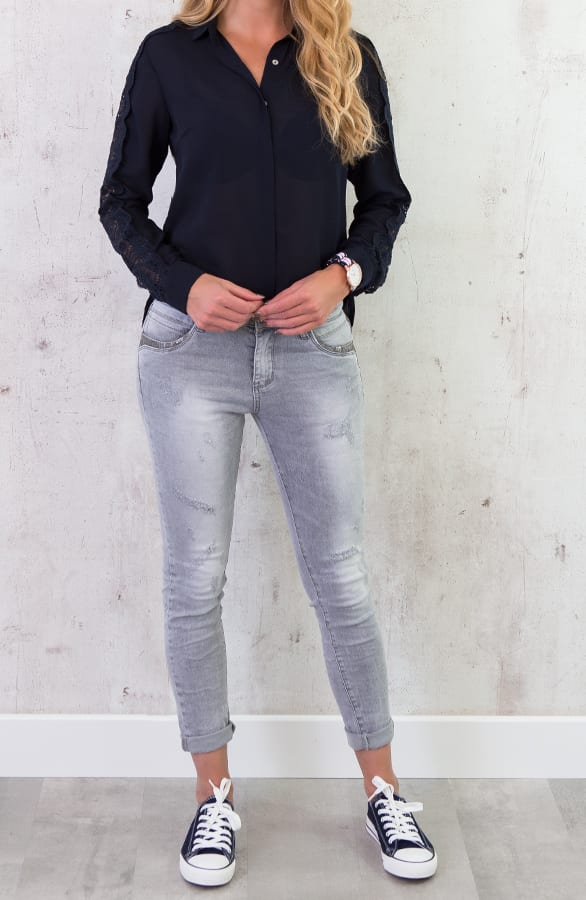 Kanten Blouse Deluxe Marine – shoparchief, foto 5