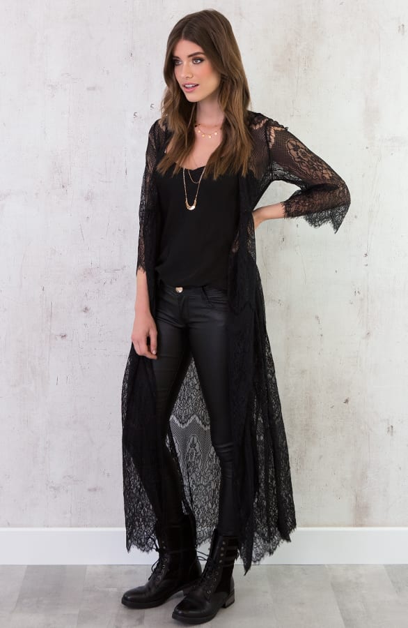 Kanten Vest Lang Zwart – shoparchief, foto 5
