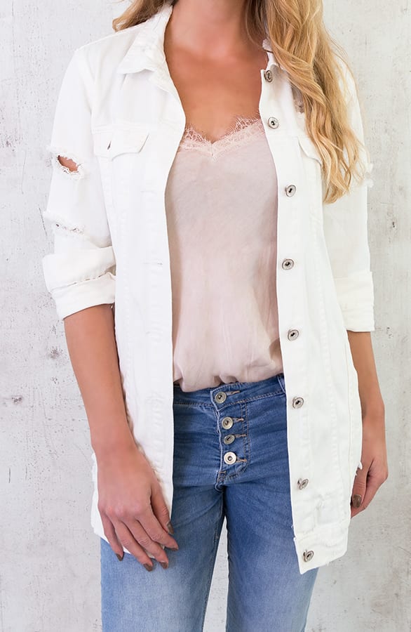 Long Denim Jacket Wit – shoparchief, foto 2
