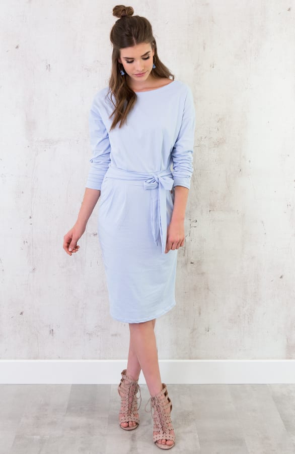 Femme Fatale Jurk Lang Babyblauw – shoparchief, foto 3