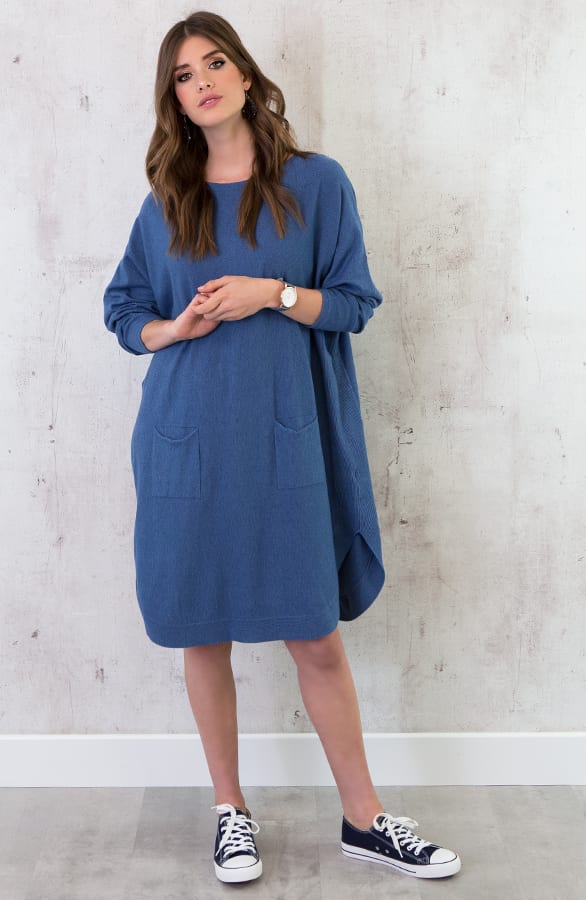 Comfy Trui Lang Jeansblauw – shoparchief, foto 4