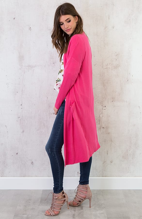 Long Jersey Cardigan Fuchsia – shoparchief, foto 3