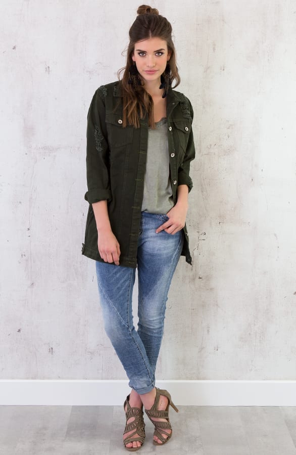 Long Denim Jacket Groen – shoparchief, foto 7