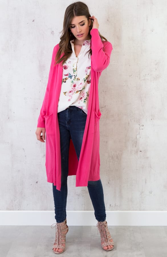 Long Jersey Cardigan Fuchsia – shoparchief, foto 2