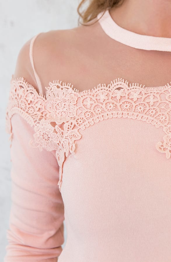 Kanten Mesh Trui Roze – shoparchief, foto 6