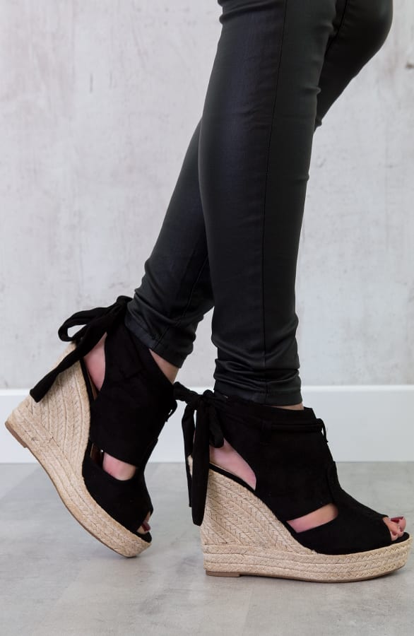 Suede Wedges Zwart – shoparchief, foto 2