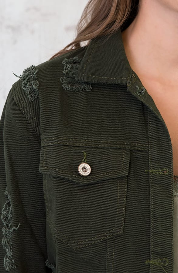 Long Denim Jacket Groen – shoparchief, foto 5