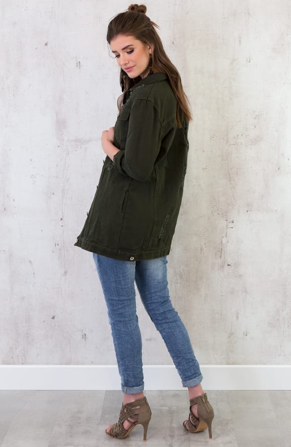 Long Denim Jacket Groen – shoparchief, foto 3