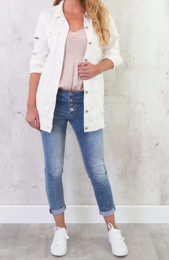 Long Denim Jacket Wit – shoparchief, foto 6
