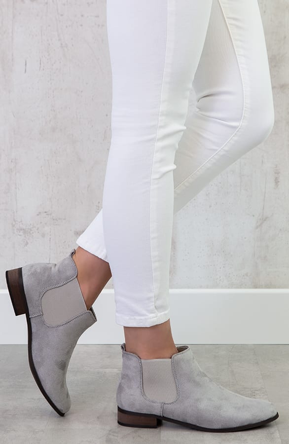 Suede Stretch Booties Grijs – shoparchief, foto 2