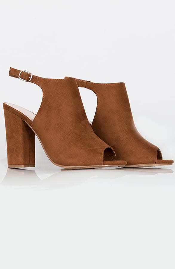 Suede Open Sandalen Cognac – shoparchief, foto 2