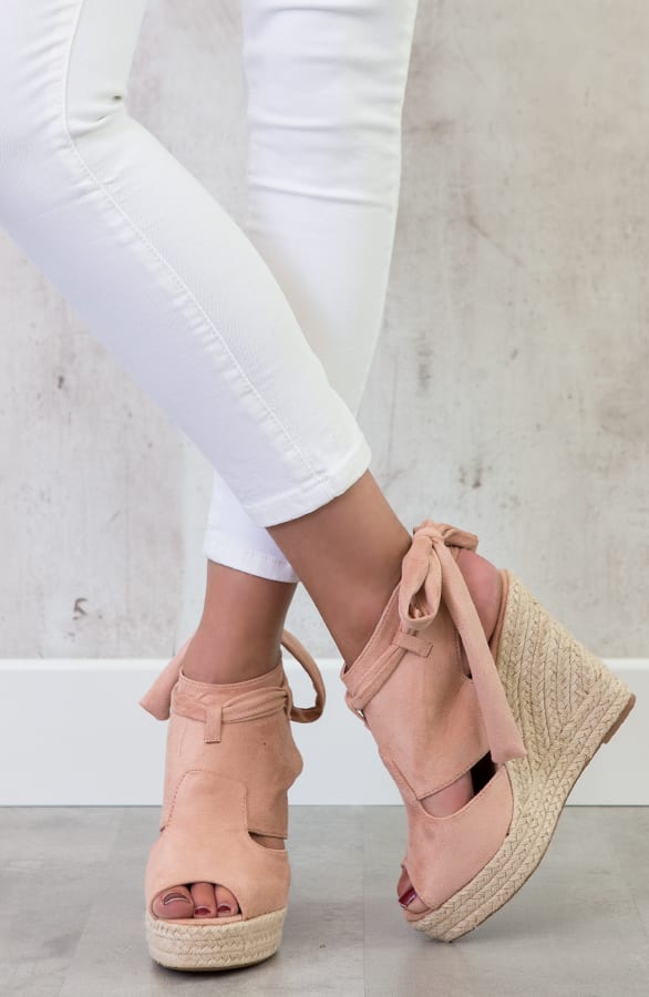 Suede Wedges Poederroze – shoparchief, foto 3