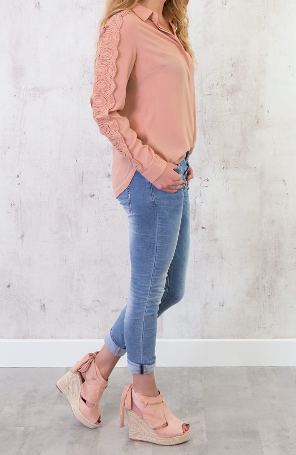 Suede Wedges Poederroze – shoparchief, foto 4