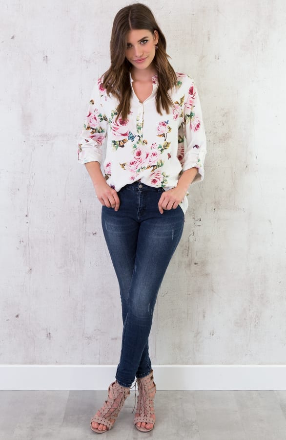 Bloemen Parel Blouse Creme – shoparchief, foto 2