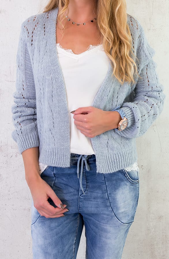 Gebreid Vest Open Blauw – shoparchief, foto 2