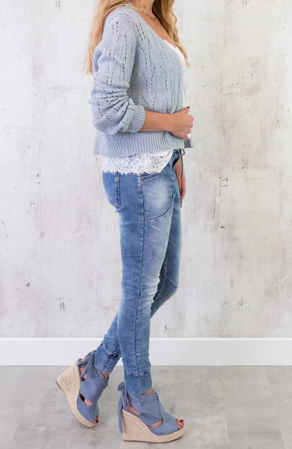 Gebreid Vest Open Blauw – shoparchief, foto 4