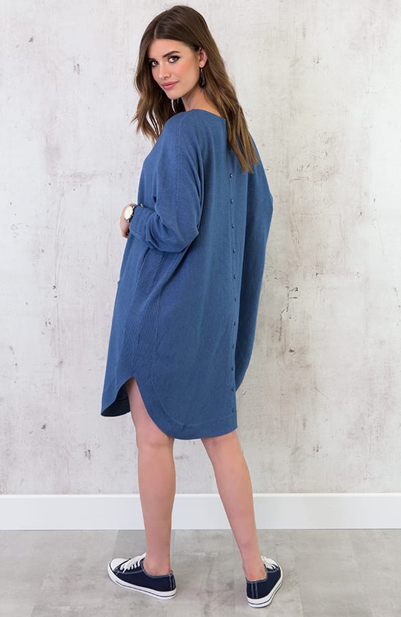 Comfy Trui Lang Jeansblauw – shoparchief, foto 3