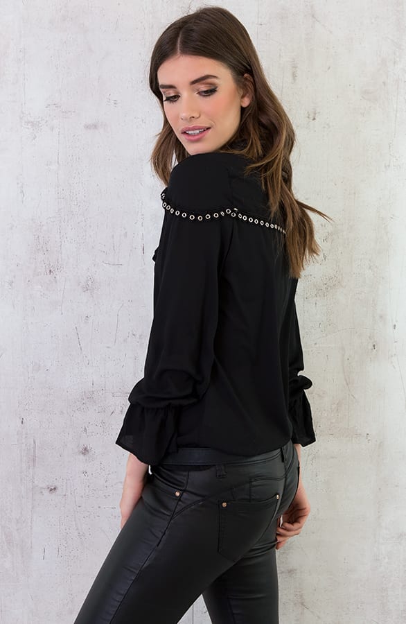 Metal Circle Blouse Zwart – shoparchief, foto 3