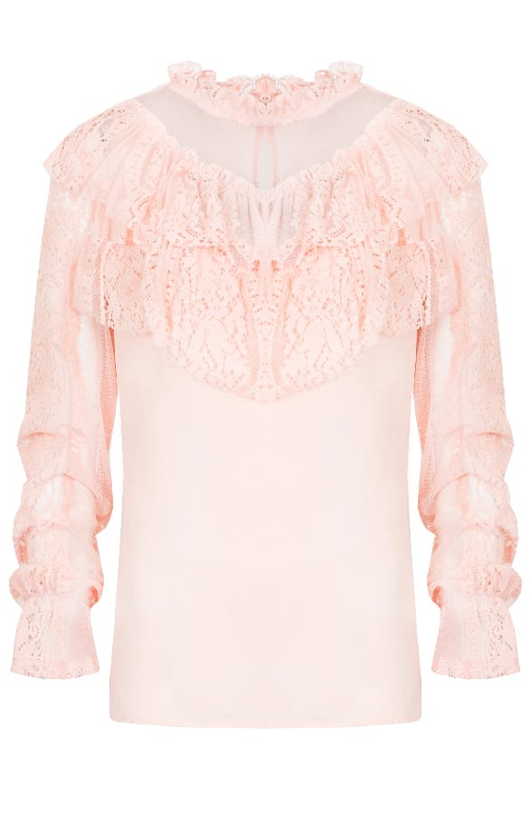 Kanten Ruches Blouse Roze – shoparchief, foto 1