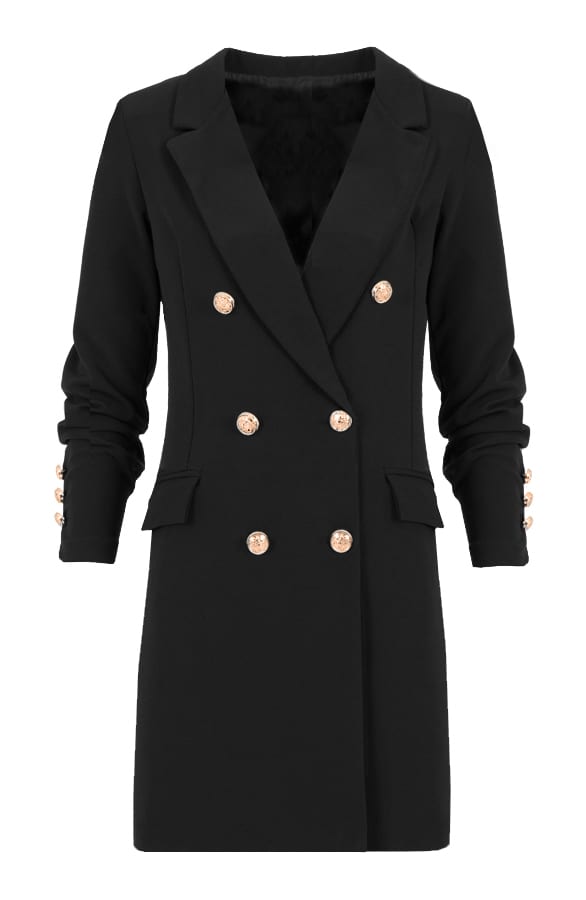 Lange Blazer Button Zwart – shoparchief, foto 1