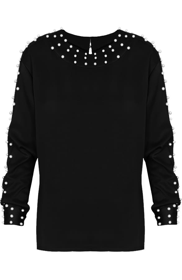 Zijde Parel Blouse Zwart – shoparchief, foto 1