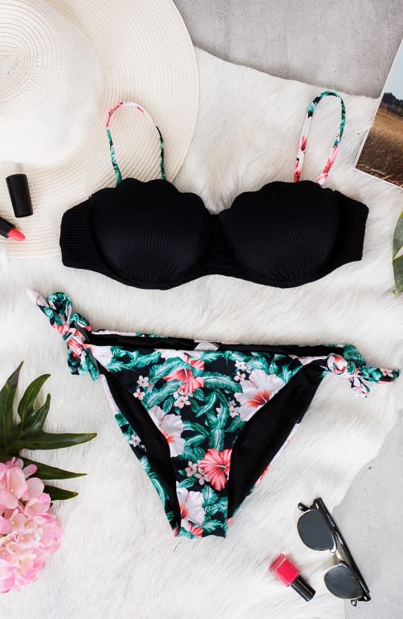 Bloemen Bikini Mermaid Zwart – shoparchief, foto 1