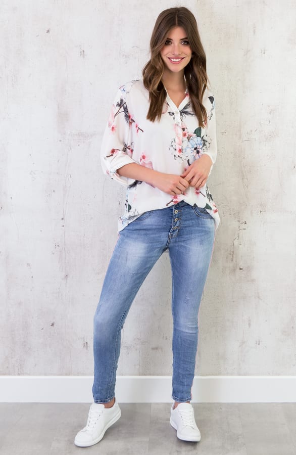 Bloemen Print Blouse Wit – shoparchief, foto 2