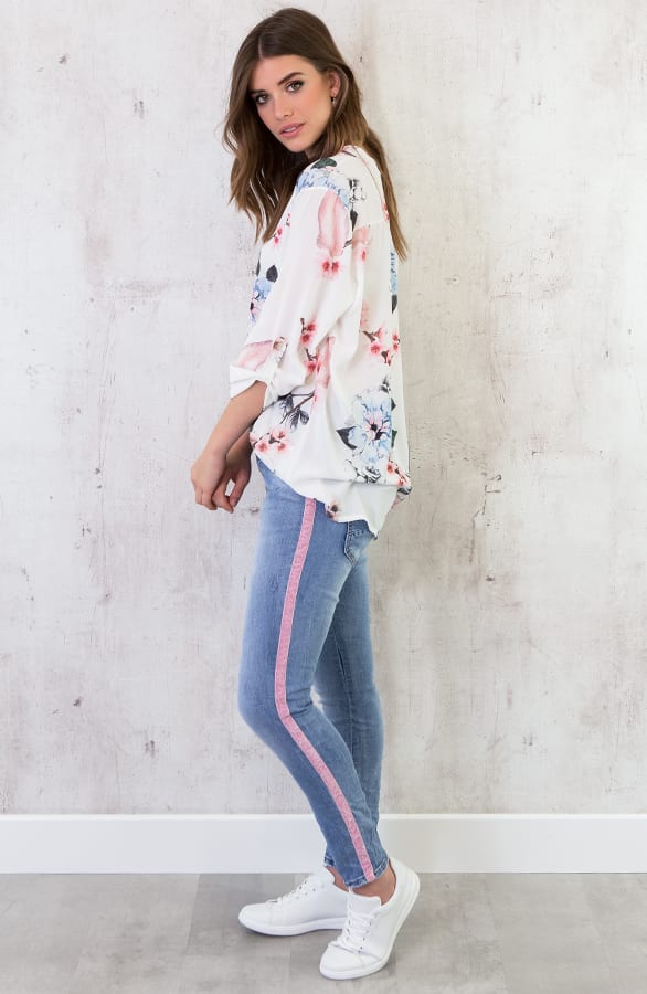 Bloemen Print Blouse Wit – shoparchief, foto 3