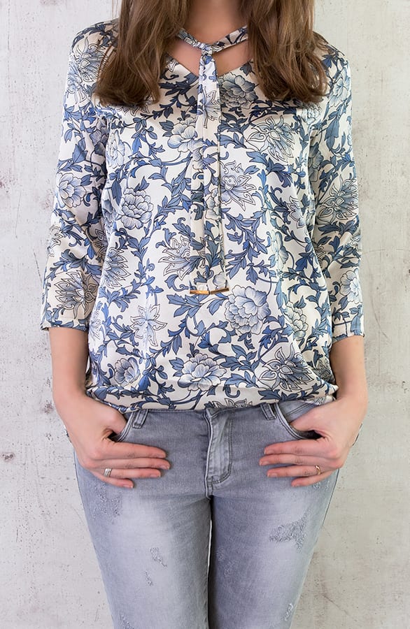 Zijde Print Blouse Blauw – shoparchief, foto 2