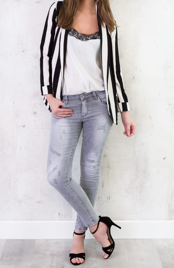 Strepen Blazer Zwart Wit – shoparchief, foto 4