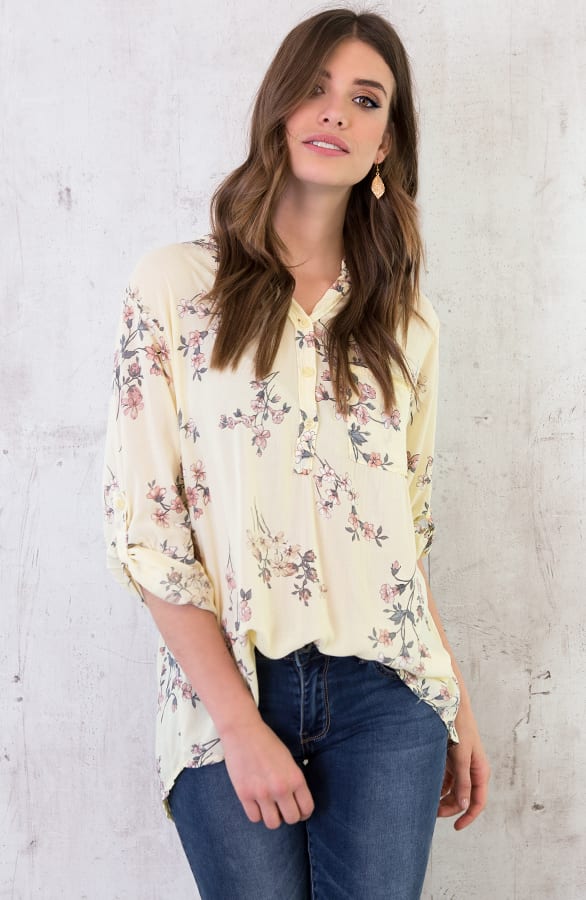 Bloemen Oversized Blouse Geel – shoparchief, foto 4