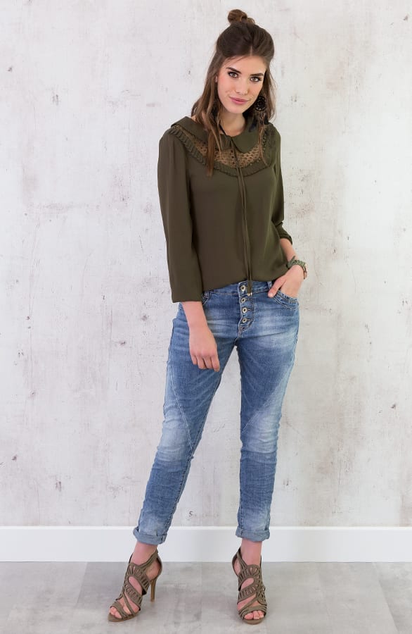 Collar Ruches Blouse Groen – shoparchief, foto 5