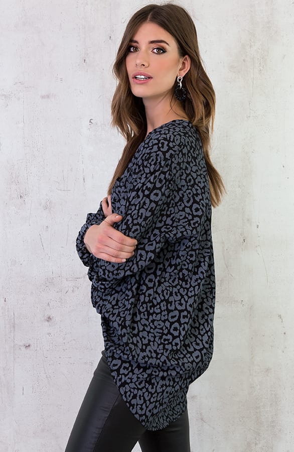 Panter Blouse Oversized Grijs – shoparchief, foto 2