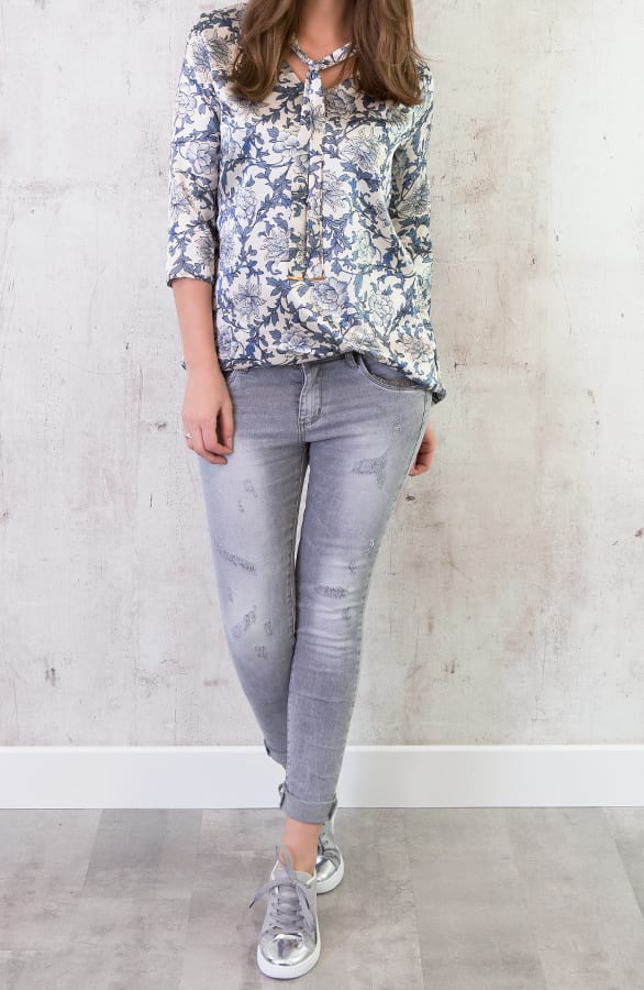 Zijde Print Blouse Blauw – shoparchief, foto 7
