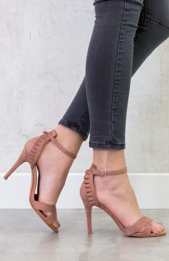 Suede Hakken Ruches Roze – shoparchief, foto 3