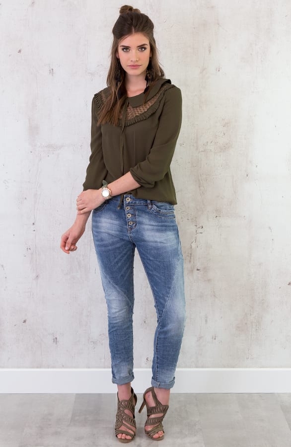 Collar Ruches Blouse Groen – shoparchief, foto 4