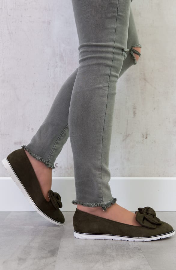 Suede Instappers Strik Groen – shoparchief, foto 2