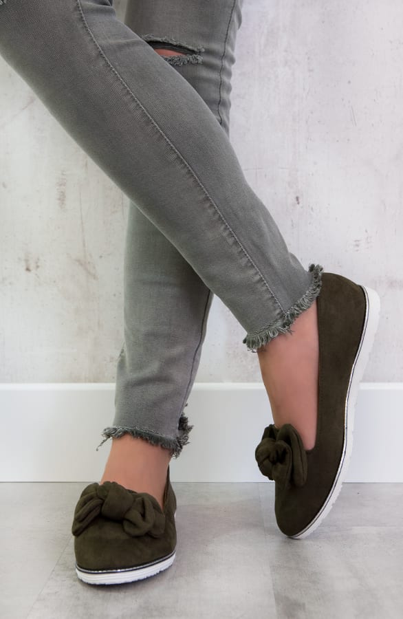 Suede Instappers Strik Groen – shoparchief, foto 1