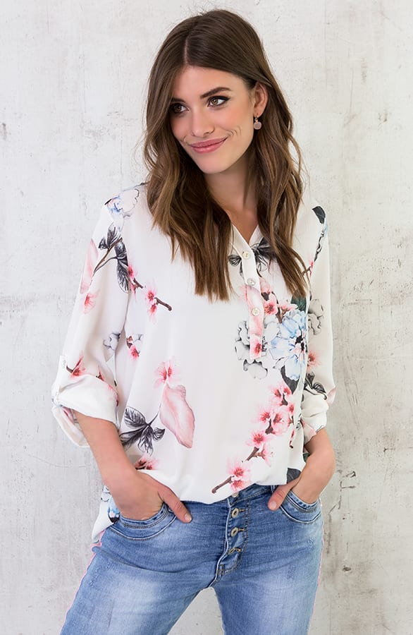 Bloemen Print Blouse Wit – shoparchief, foto 1