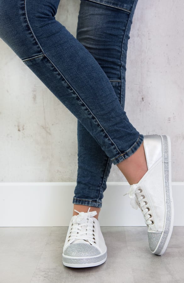 Glitter Sneakers Zilver – shoparchief, foto 2