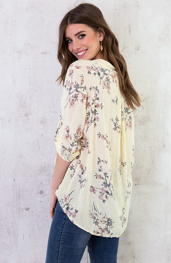 Bloemen Oversized Blouse Geel – shoparchief, foto 2
