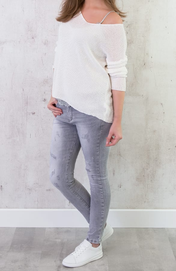 Dun Gebreide Trui Creme – shoparchief, foto 6
